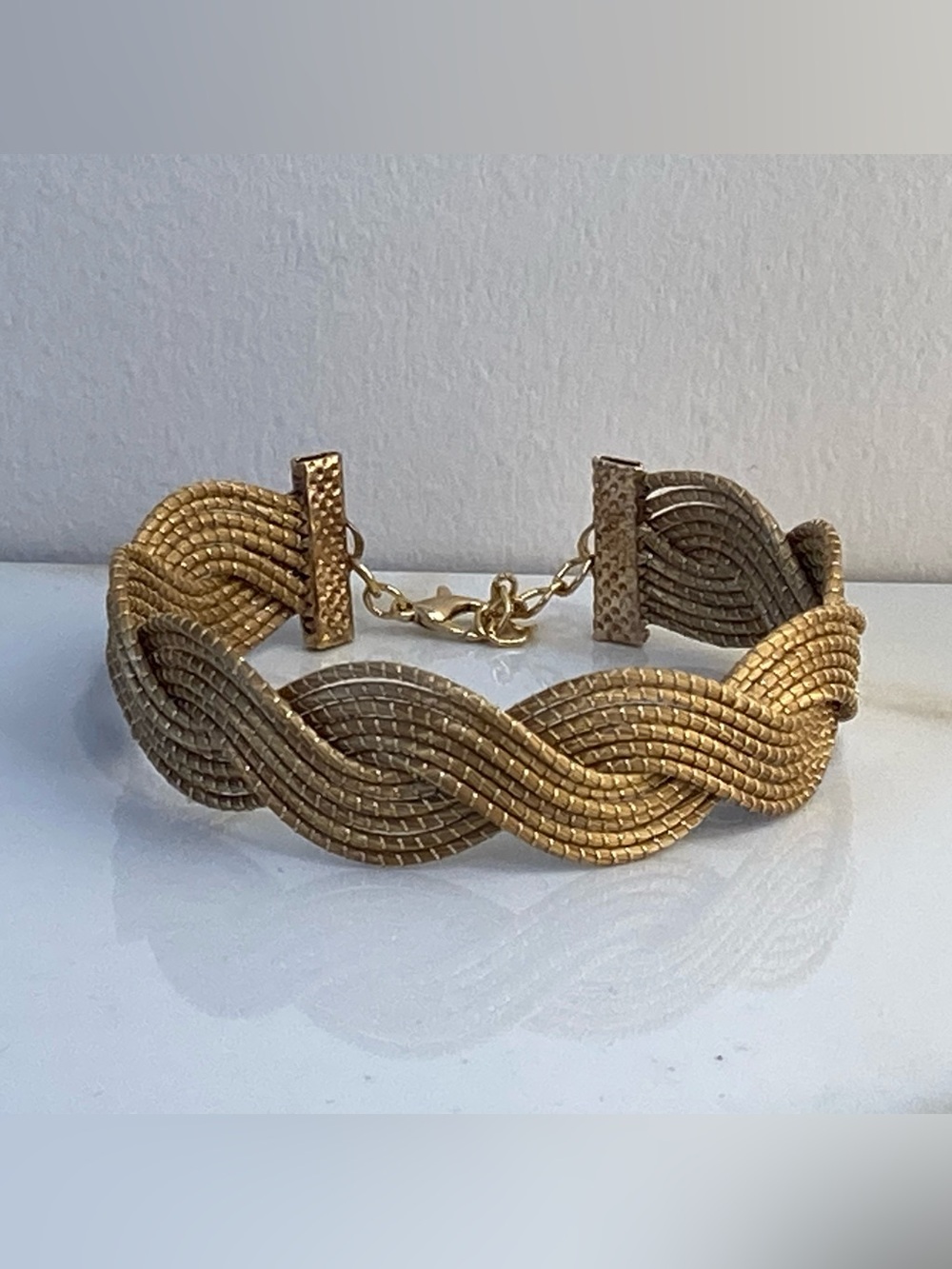 Gold Braided Structured Bracelet Adjustable Size NWT